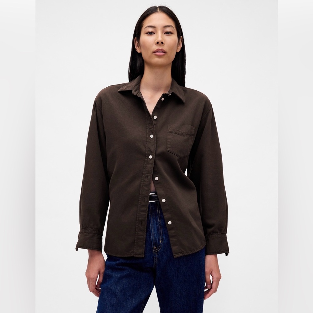 NWOT GAP Ultrasoft Denim Big Shirt LARGE PETITE